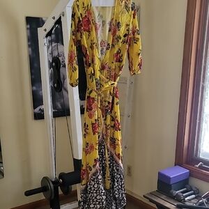 Floral Yellow Wrap Dress Farm Rio